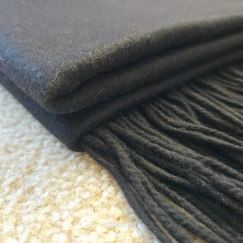 Black Cashmere Scarf Thick Soft Lux - Picture 14 of 16